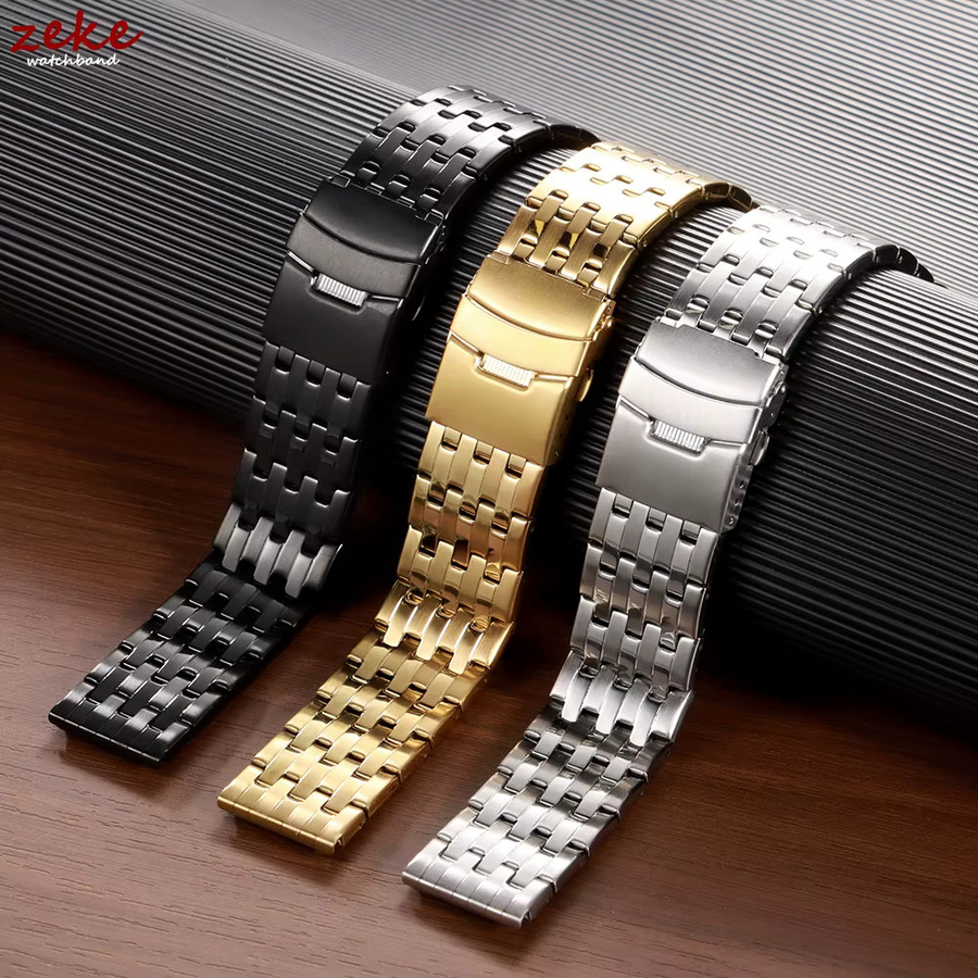 Uhrenarmband Edelstahl, Silber, 20mm 22mm, Faltschließe - Bild 2