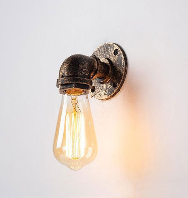 Vecli Industrielle Wandlampe im Retro Loft Stil aus Eisen für Bar Cafe und Restaurant mit warmweißem Edison LED Filament Licht - Bild 1