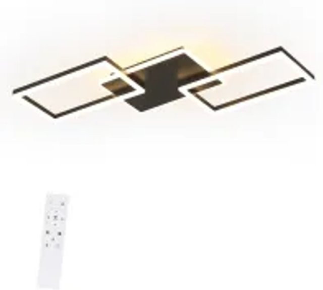 NETTLIFE LED Deckenleuchte aus Metall in Schwarz, dimmbar mit Fernbedienung und Timer, B: 80 cm, T: 45 cm, H: 7 cm - Bild 1