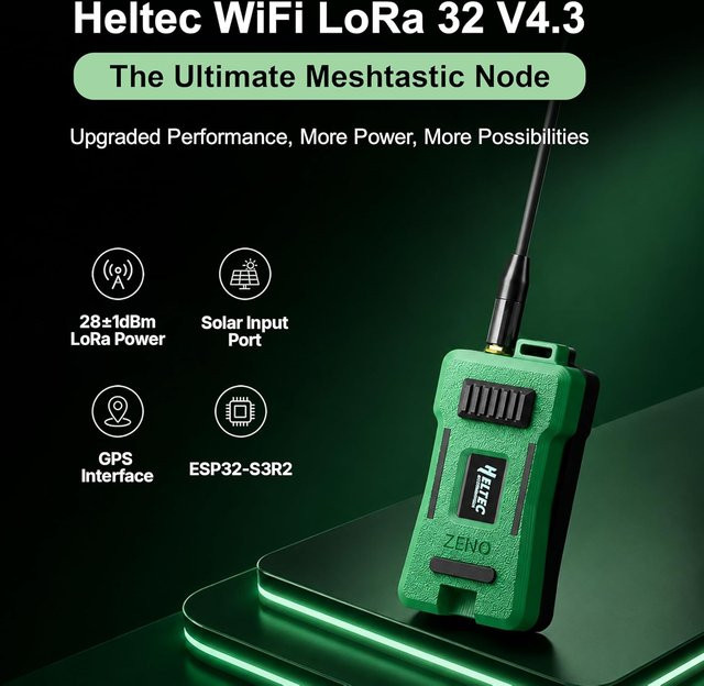 Heltec V4 ESP32 LoRa 32 Entwicklungsboard Meshtastic Kit mit Gehäuse, ESP32-S3 SX1262 27dBm OLED-Display, WiFi IoT Arduino, Grün - Bild 1