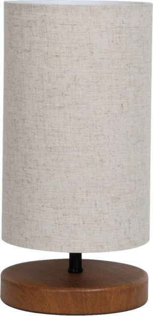 Opviq Tischleuchte in Creme und Beige aus Stoff und Holz im skandinavischen Design, B/H/T: 24 x 31 x 24 cm, E14 - Bild 1
