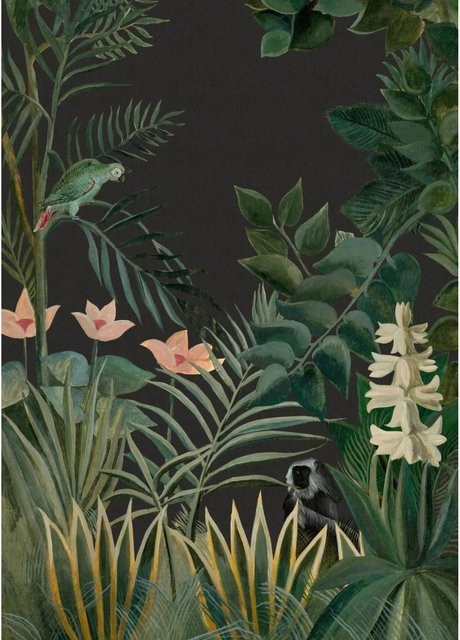 Art for the Home Fototapete Into the bush in Grün und Multicolour, botanisches Vlies-Design, Breite: 280 cm, Höhe: 200 cm - Bild 1