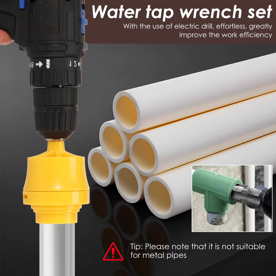 Toorise PVC-Rohreinfädler-Set für elektrische Bohrmaschinen mit 3 Matrizen für 1/2 Zoll, 3/4 Zoll und 1 Zoll - Bild 6