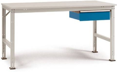 Manuflex AU5505.0002 Universal Standard Komplett-Arbeitstisch mit Multiplex-Platte, Grau-Weiß, B/T/H: 150 x 80 x 76-87 cm - Bild 1