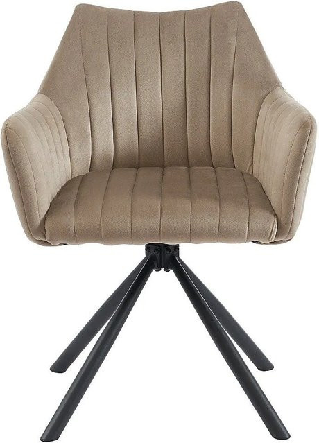 Vente-unique Stuhl Iziali Modern in Beige aus Samt und Metall mit Breite: 60 cm, Tiefe: 60 cm, Höhe: 83,5 cm - Bild 1
