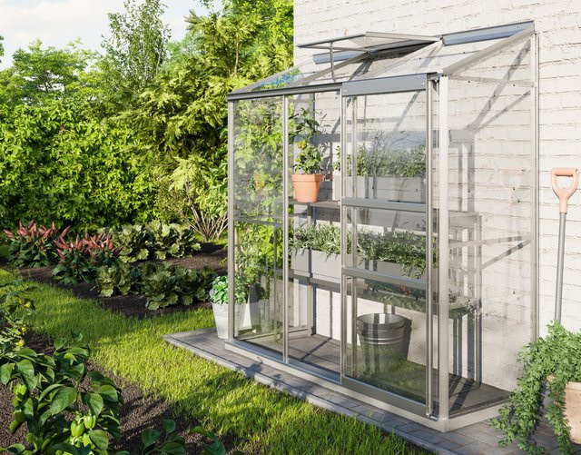 Vitavia Anlehn-Gewächshaus Ida 1300 aus Aluminium Eloxiert mit ESG-Glas und Schiebetür, B/T/H: 192,8 x 182,3 x 68,8 cm - Bild 2