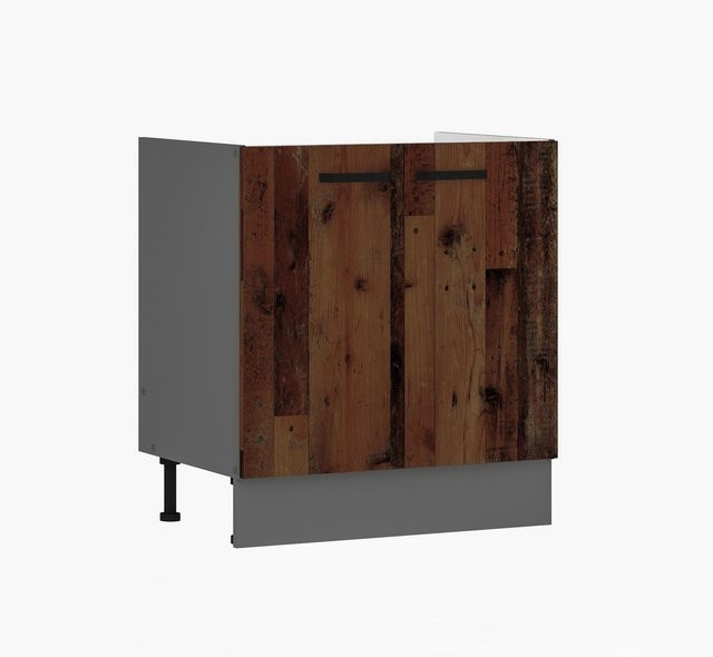 Spülenunterschrank OLD STYLE Wood in Braun für deine Einbauküche, Breite: 80 cm - Bild 1
