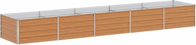 vidaXL Hochbeet aus verzinktem Stahl in Hellbraun, B/T/H: 400 x 80 x 45 cm - Bild 1
