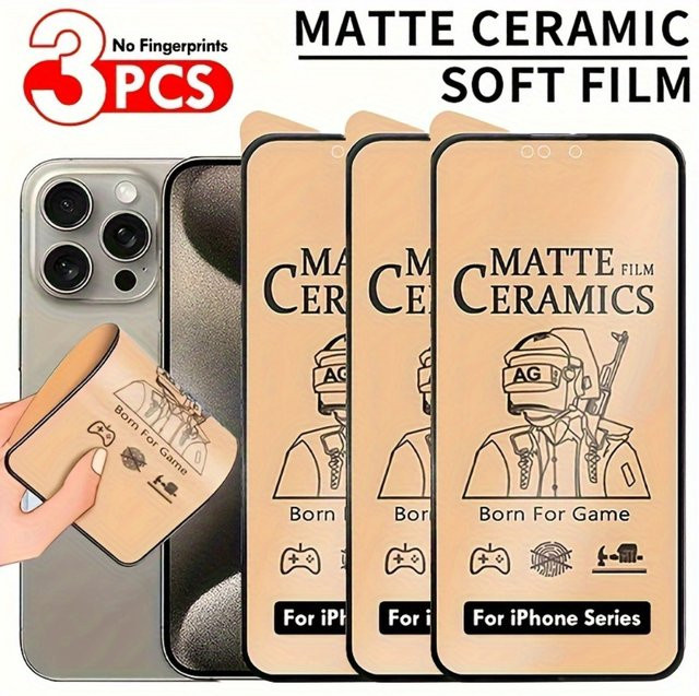 NNBILI 4er-Pack Matte Keramikfolie Displayschutz für iPhone 17 16 15 14 13 12 11 Pro Max mit Blendschutz und Anti-Fingerabdruck-Funktion - Bild 1
