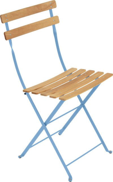 Fermob Bistro Naturel Klappstuhl aus pulverbeschichtetem Stahl in Blau - Bild 1
