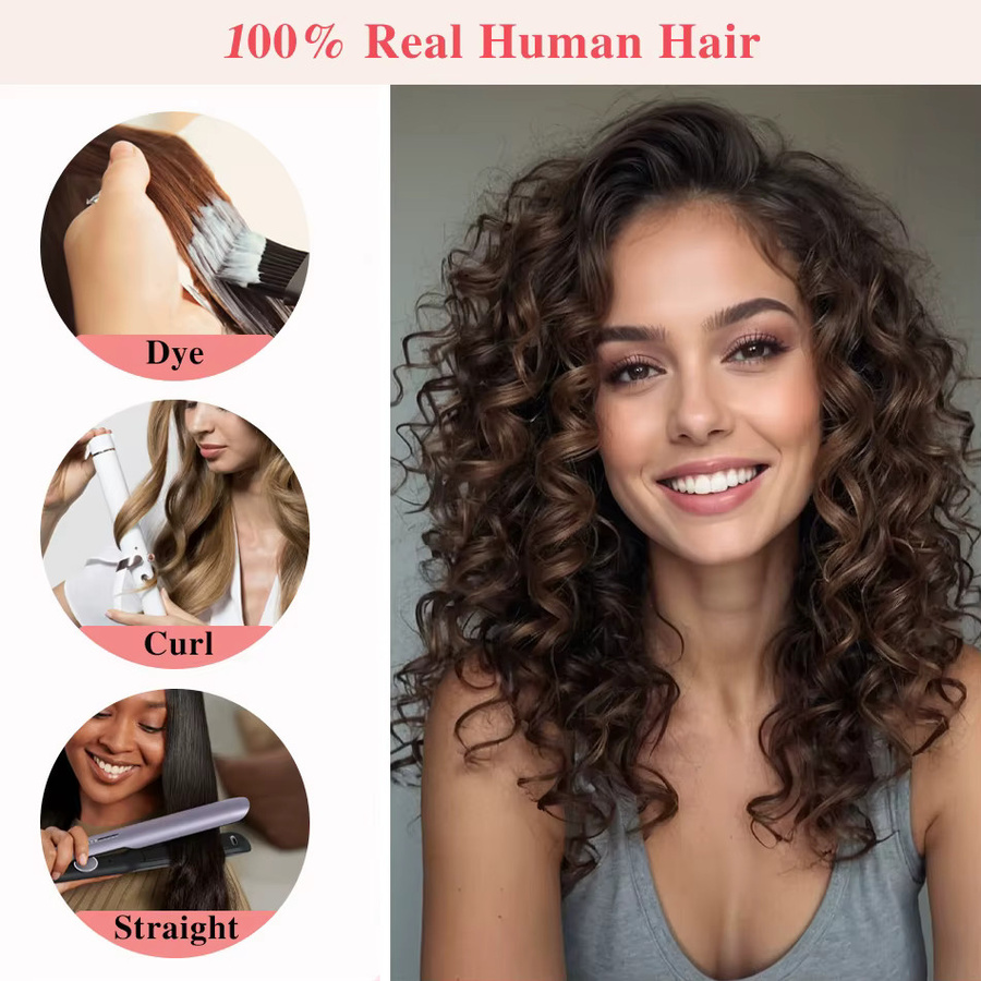 GAEINO Clip-in Haarverlängerungen Wasserwelle, Braun, 7 Stück, 120g, Damen - Bild 5