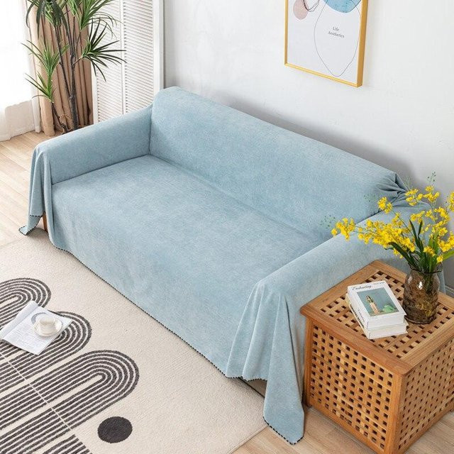 Wasserdichter Sofabezug Onlyly in Hellblau, strapazierfähiger Jacquard-Mikrofaser-Möbelbezug, B/B: 300 x 180 cm - Bild 1