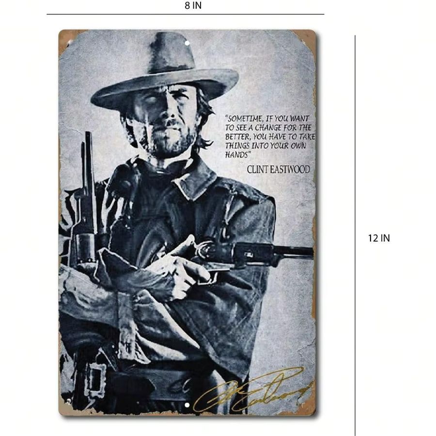 Metall-Blechschild CIFBUY Clint Eastwood Wanddekoration mit motivierendem Zitat, Breite: 30,48 cm, Höhe: 20,32 cm - Bild 3