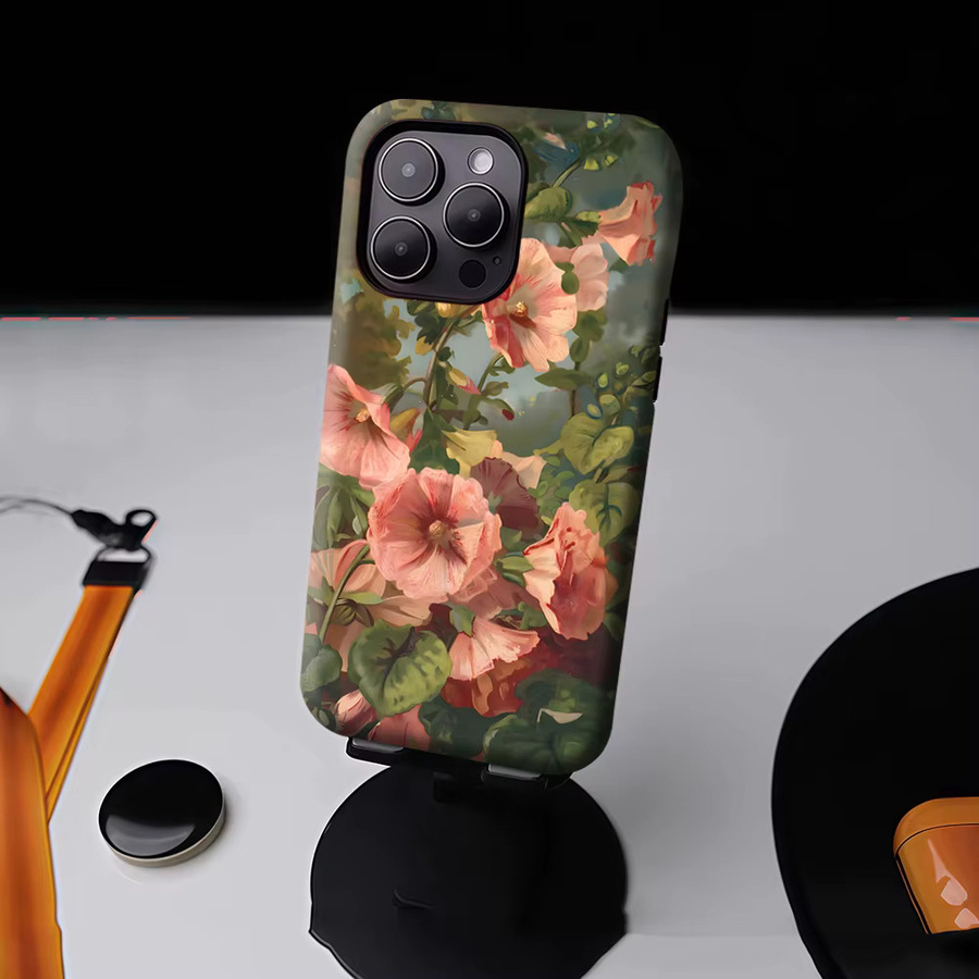 Potdemiel Magnetische Handyhülle mit Hollyhock Ölgemälde für iPhone 17 16 15 14 13 Pro Max Plus, Mehrfarbig - Bild 4