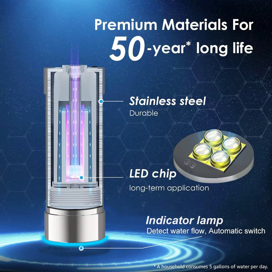 ALTHY LED-UV-Wassersterilisator aus Edelstahl für Untertisch-Wasserfiltersysteme und RO-Reinigungssysteme in Silber - Bild 3