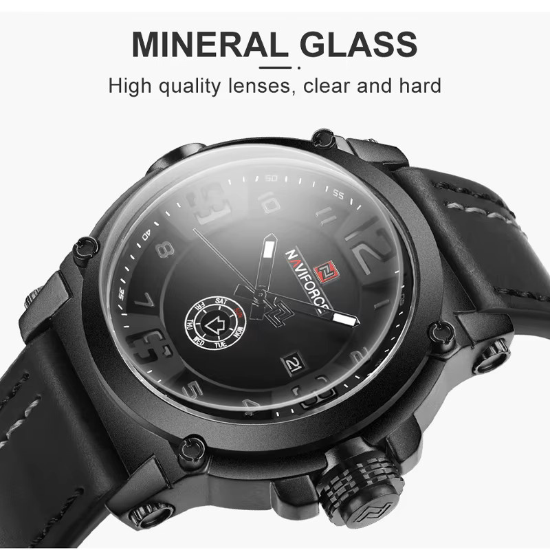 NAVIFORCE Armbanduhr, Quarz, Lederband, Schwarz, Herren - Bild 4