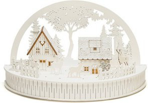 Konstsmide LED Holzsilhouette Häuser und Rentiere für Weihnachten, Weiss, B/H/T: 15 x 18 x 30 cm - Bild 2
