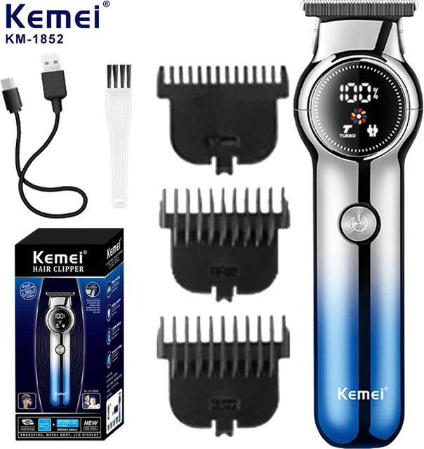 Kemei Elektrischer Haarschneider, kabellos, LED-Display, Unisex - Bild 1