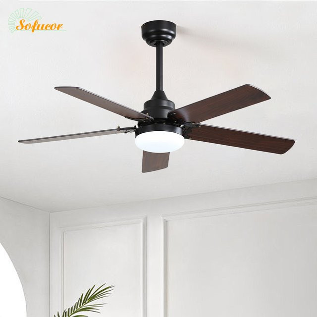 Sofucor Deckenventilator mit 5 Flügeln, 42 Zoll, mit LED-Beleuchtung, DC-Motor, Fernbedienung und 6 Geschwindigkeiten - Bild 1
