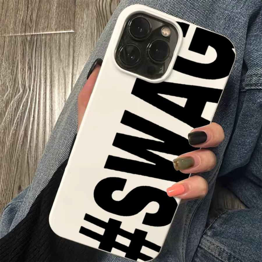 Apple iPhone Schutzhülle mit kreativem SWAG-Buchstaben-Design in Weiß, stoßfeste weiche Handyhülle für iPhone 17, 16, 15, 14, 13, 12, 11 Pro Max und weitere Modelle - Bild 6