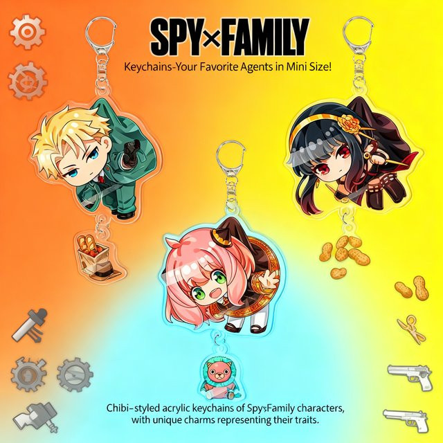 Bandai Spy x Family Anya Loid Yor, Acryl-Schlüsselanhänger Standee, Anime-Figur - Bild 1