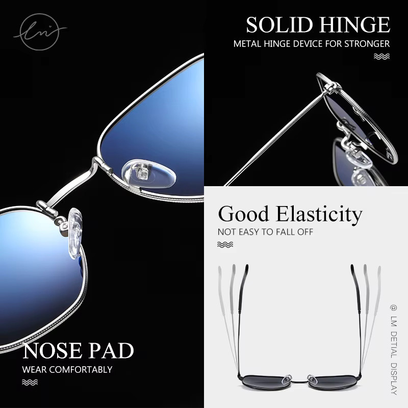 LM Neue Mode Sonnenbrille Hexagon, Vollrand, Metall, Unisex, polarisiert - Bild 4