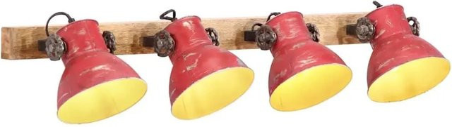 vidaXL Wandleuchte im Industrie-Stil aus Mango-Massivholz und Eisen, Rot, B: 90 cm, H: 25 cm, E27, 25 W - Bild 1