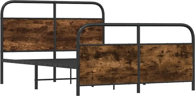 vidaXL Metallbett in Räuchereiche ohne Matratze, B/T: 140 x 190 cm - Bild 1