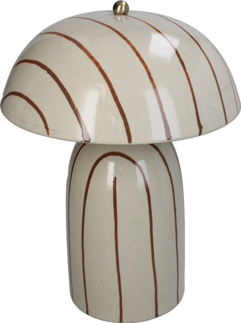 Tischleuchte CHECKER aus Keramik in Beige und Braun mit Dom-Design - Bild 1