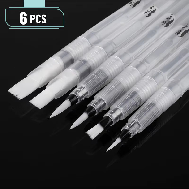 6-teiliges Aquarell-Pinselstift-Set von Emenne mit nachfüllbaren Nylonspitzen zur Verwendung mit Wasser oder Tinte - Bild 2