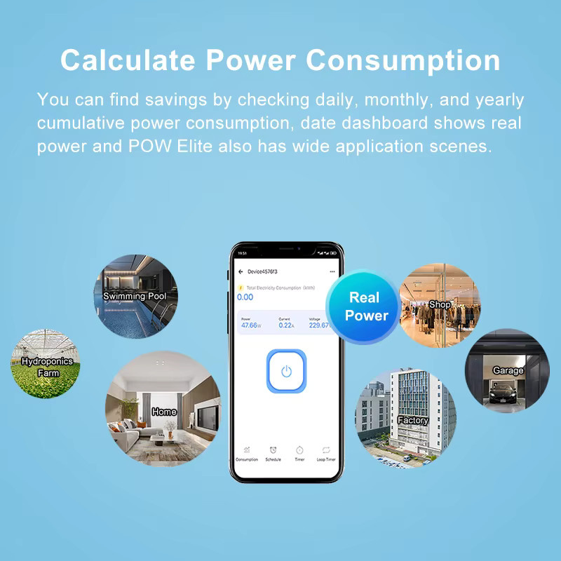 Ewelink Smart WiFi Energiezähler in Weiß – Bidirektionaler 1-Wege-Unterbrecher-Schalter mit App-Monitor und solarbetriebenem Stromverbrauch-Monitor - Bild 2