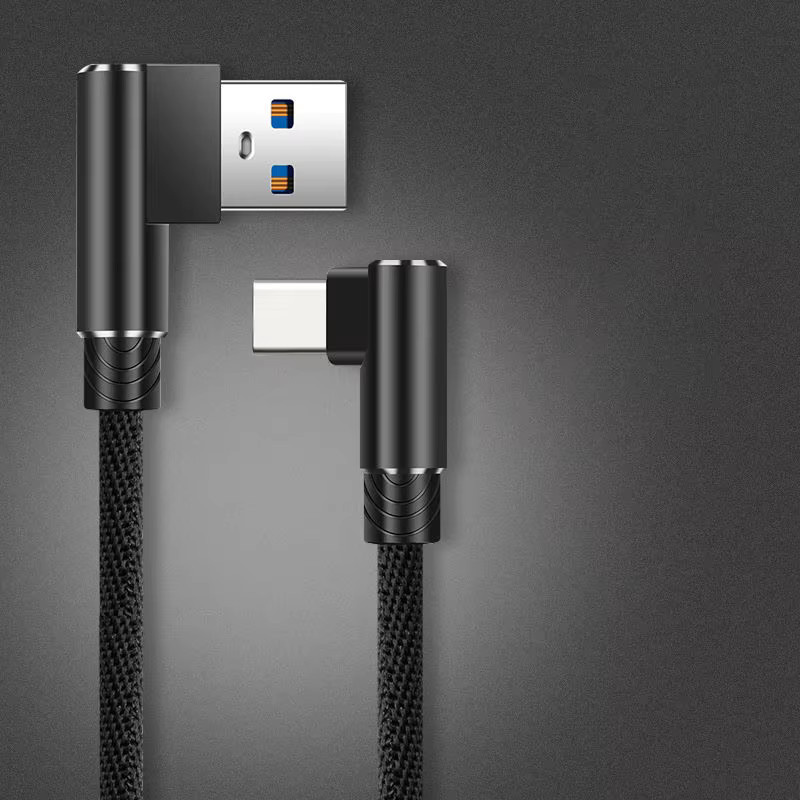 90 Grad USB-C Schnellladekabel 5A 40W High-Speed Datenkabel in Schwarz für Xiaomi und iPhone - Bild 5