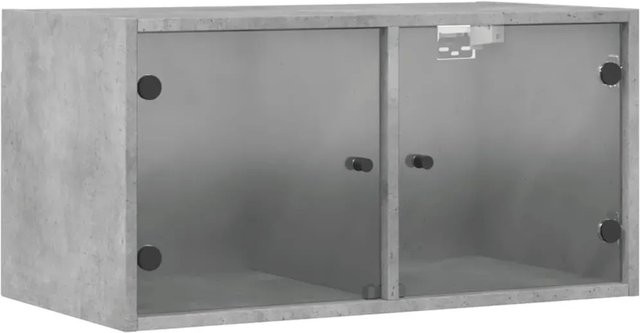 vidaXL Wandschrank mit Glastüren in Betongrau, B/T/H: 68,5 x 37 x 35 cm - Bild 1