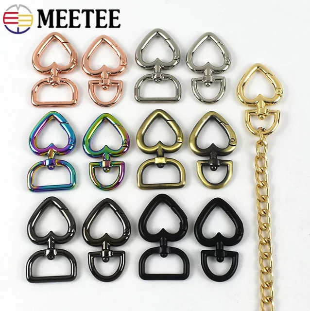 Meetee Metallschnallen Herzring Karabinerverschluss aus Stahl in Gold für Hundehalsband und DIY Hardware-Zubehör, 13 mm und 20 mm - Bild 1