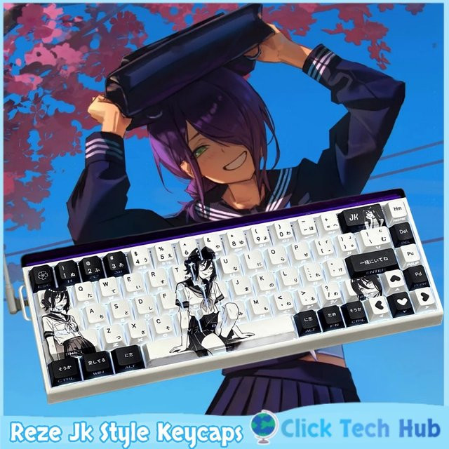 TOYOLEE Chainsaw Man Reze JK-Style Tastenkappen, 100 PBT Keycaps mit Seitengravur für mechanische Tastaturen - Bild 1