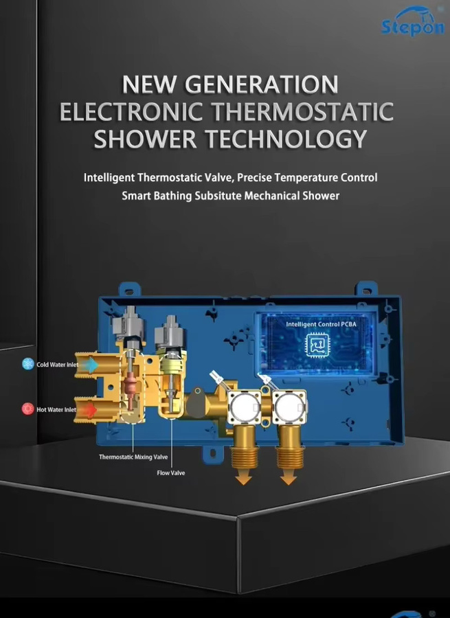 Digitales Thermostat-Duschset mit WiFi APP-Steuerung und verdeckter Montage in Chrom und Silber - Bild 3