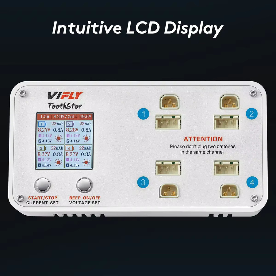 VIFLY ToothStor 2S LiPo-Akkuladegerät mit 1,5A Ausgang, USB-C PD und XT60 Anschluss in Weiß für Whoop Drohnen - Bild 2