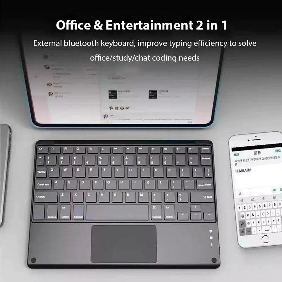 Qukam Bluetooth-Tastatur und Maus Set in Schwarz für Android, iOS und Windows - Bild 1