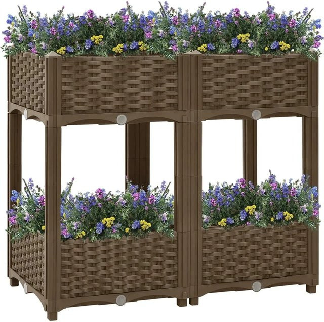 Hochbeet furnicato aus Polypropylen in Braun, B/T/H: 80 x 40 x 71 cm - Bild 1