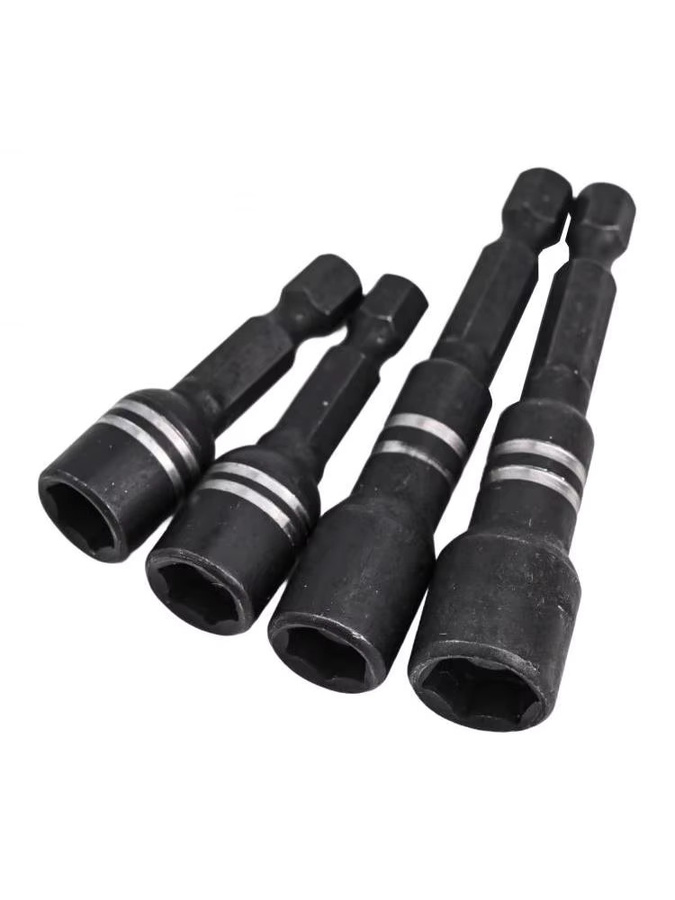 4er-Set Magnetische Stahl-Buchsenmutter-Bits mit Sechskantgriff in Schwarz für Elektrowerkzeuge - Bild 6