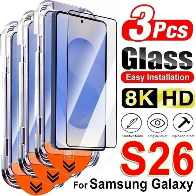 3er Pack DIXSG HD Vollbild Displayschutzfolie aus Glas für Samsung Galaxy S26 S25 S24 S23 S22 S21 Ultra Plus FE Edge, transparent - Bild 1