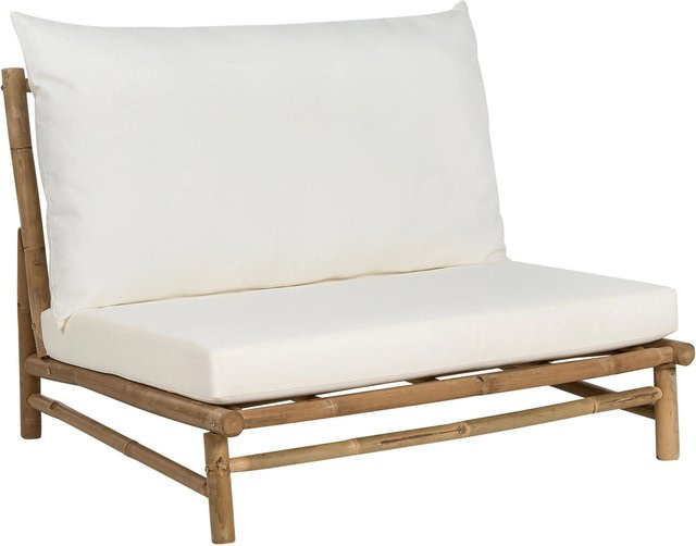 Beliani Gartenstuhl aus behandeltem Hartholz mit Polster in Weiss und Beige, B/T/H: 85 x 102 x 74 cm - Bild 1