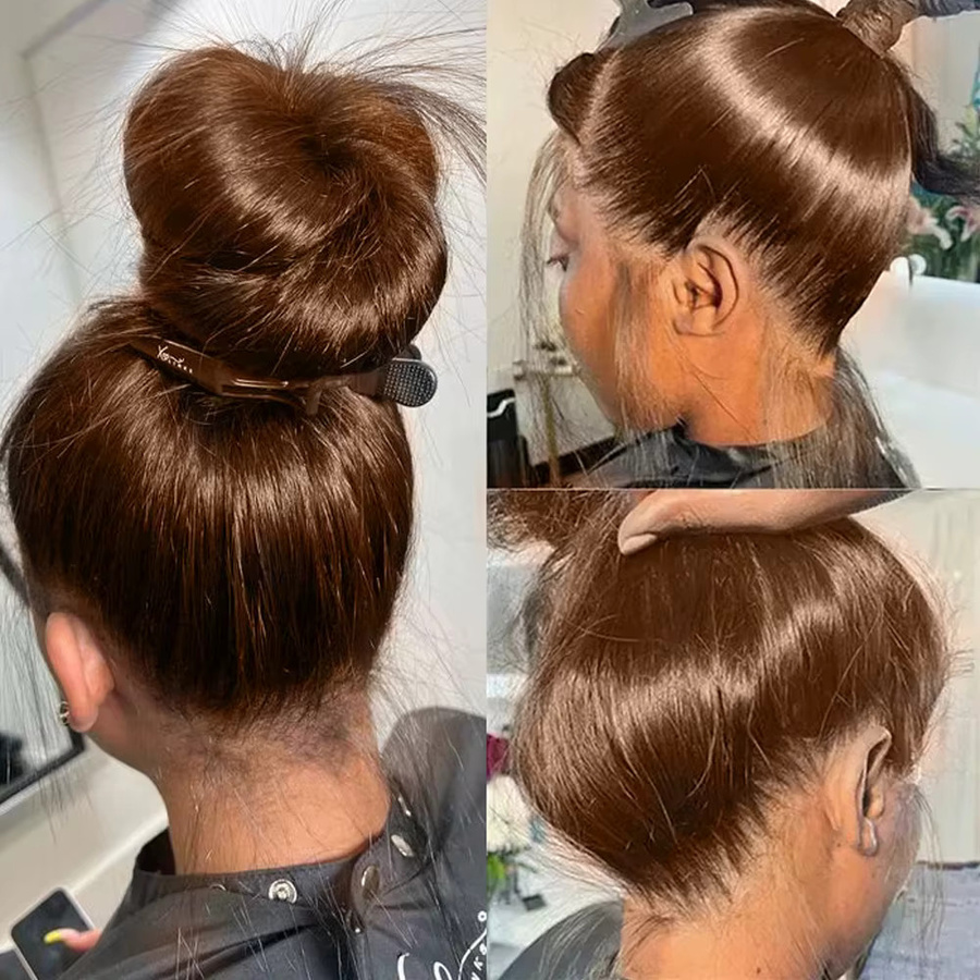 Dula A Hair Lace-Front-Perücke, Echthaar, schokoladenbraun, gerade - Bild 2