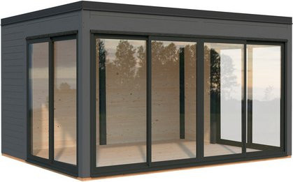 Palmako Gartenhaus Serena Slide Plus aus Fichtenholz mit Pultdach in Dunkelgrau B: 420 cm, T: 320 cm, H: 250 cm - Bild 3