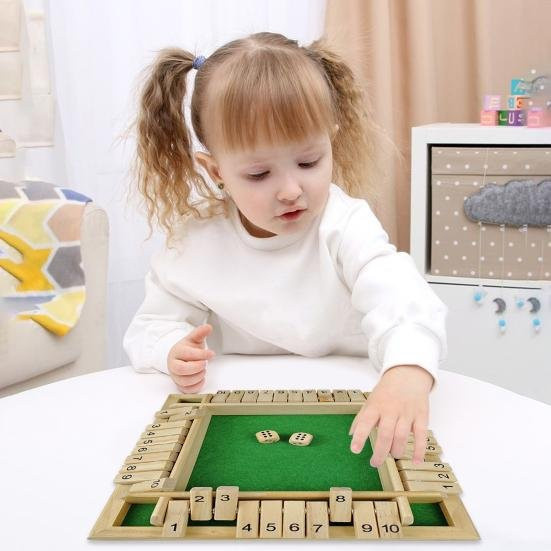 SUNJOY HOUSE Shut The Box Brettspiel, grün, Holz, Familienspiel, Strategiespiel - Bild 1