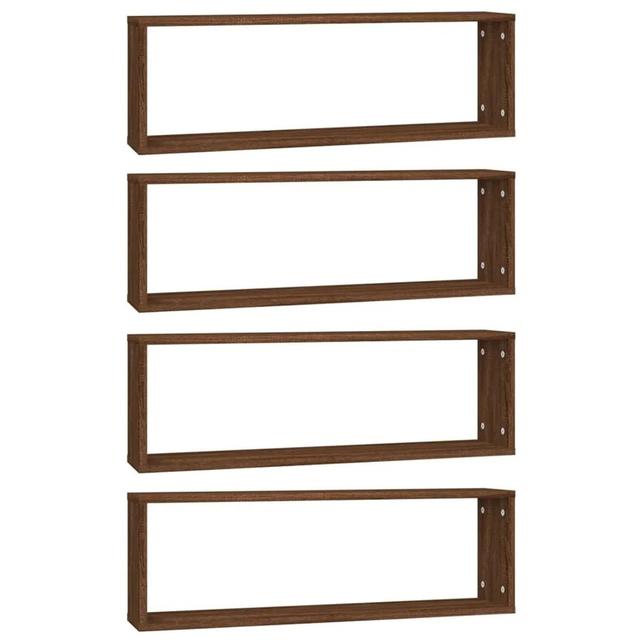vidaXL Wandregale 4er Set aus Holzwerkstoff in Eiche Braun, B/T/H: 80 x 15 x 26,5 cm - Bild 2