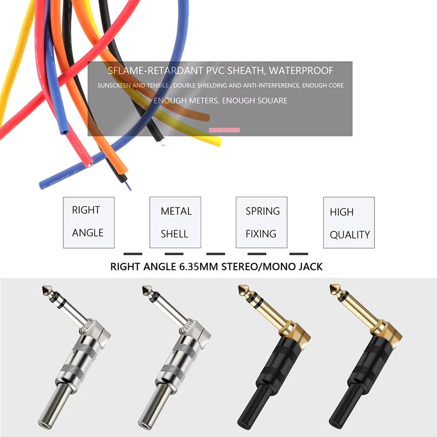 GuerGuo Stereo Audio Balanced TRS 6,35 mm Klinke Winkel zu Winkel Kabel in Grau für Lautsprecher und Verstärker - Bild 3