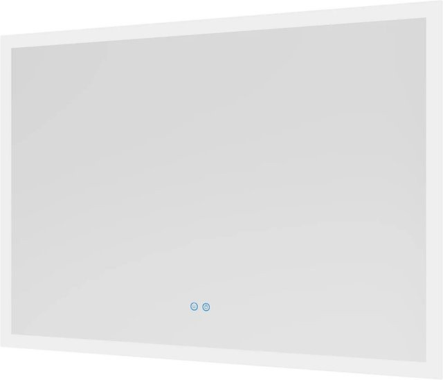 Aquabatos Badspiegel mit LED-Beleuchtung und Spiegelheizung, Rechteckig, Silber Matt, B: 100 cm, H: 70 cm, Dimmbar mit Touch-Schalter, Kaltweiß 6400K - Bild 1