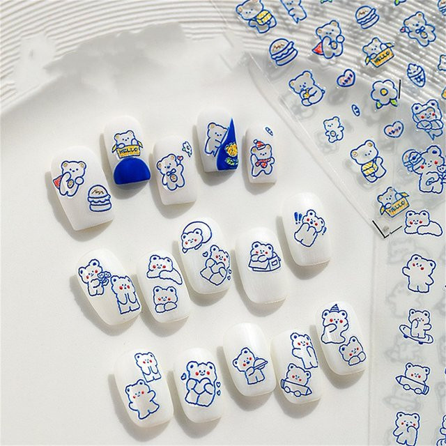 NAILFYOU Nagelaufkleber, Blau, Bär, Unisex - Bild 1