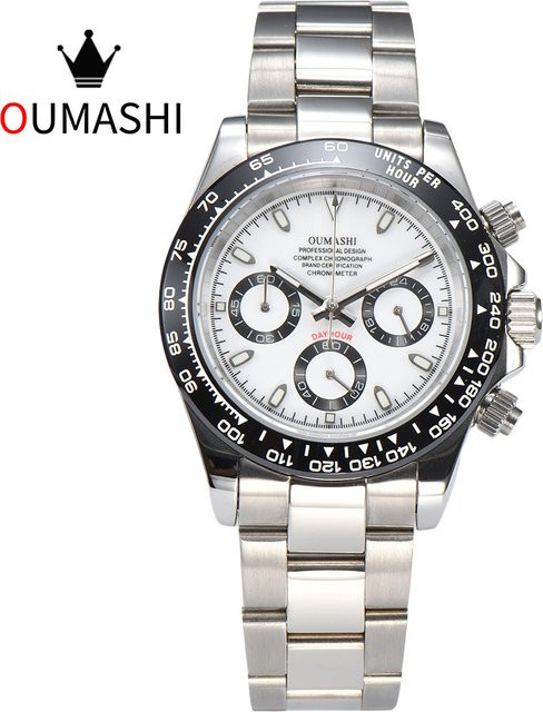 OUMASHI Armbanduhr, Quarz, Edelstahl, Saphirglas, Schwarz, Herren - Bild 1